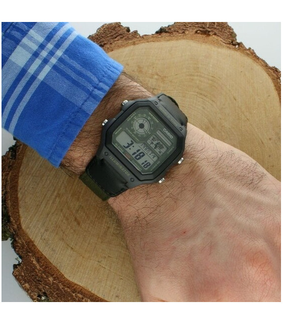 Reloj Digital Gris, Negro y Verde Collection Men CASIO - AE-1200WHUB-3AVEF