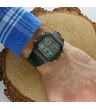 Reloj Digital Gris, Negro y Verde Collection Men CASIO - AE-1200WHUB-3AVEF