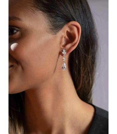 Pendientes Novia con Circonitas Talla Marquesa y Pera LINEARGENT - 19618-A