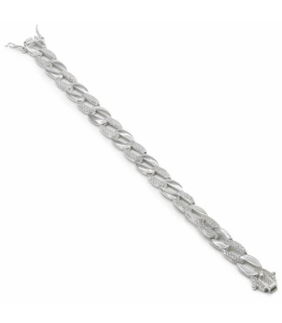 Pulsera eslabones plata ovalados con circonitas blancas LINEARGENT - 17986-P