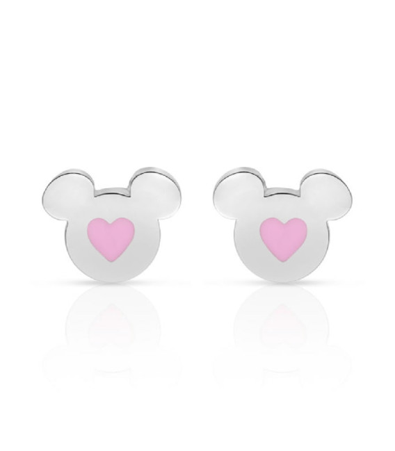 Pendientes Mini Minnie Mouse Corazón Rosa Acero DISNEY - ST0047P