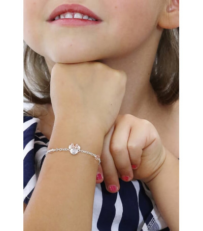 Pulsera Silueta Minnie Plata Piedras Rosas DISNEY - AG0007B2