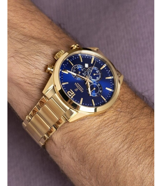 Reloj Hombre Crono Esfera Azul Acero Dorado FESTINA - F20633/2