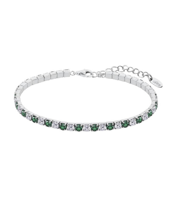 Pulsera Riviere Circonitas Blancas y Verdes LOTUS SILVER - LP3452-2/7