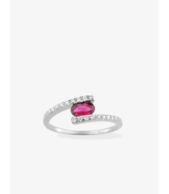 Anillo solitario plata rodiada y óxido de circonio rojo - 337646.3