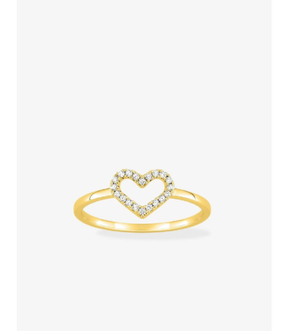 Anillo bañado en oro con motivo de corazón y circonitas - 137152.1