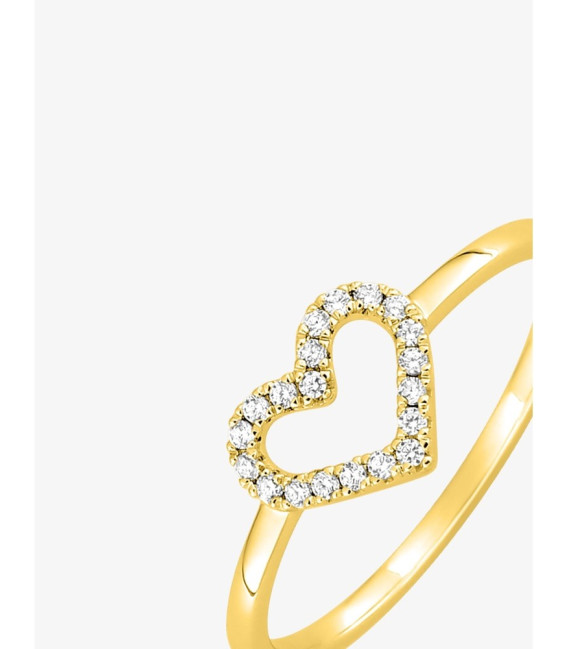 Anillo bañado en oro con motivo de corazón y circonitas - 137152.1