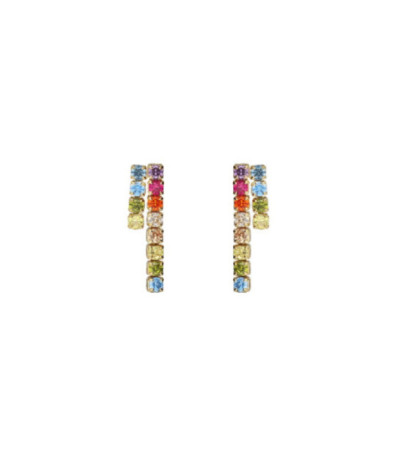 Pendientes cortos Riviera con cristales riviere multicolor en Plata - A5417-DT