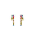 Pendientes cortos Riviera con cristales riviere multicolor en Plata - A5417-DT