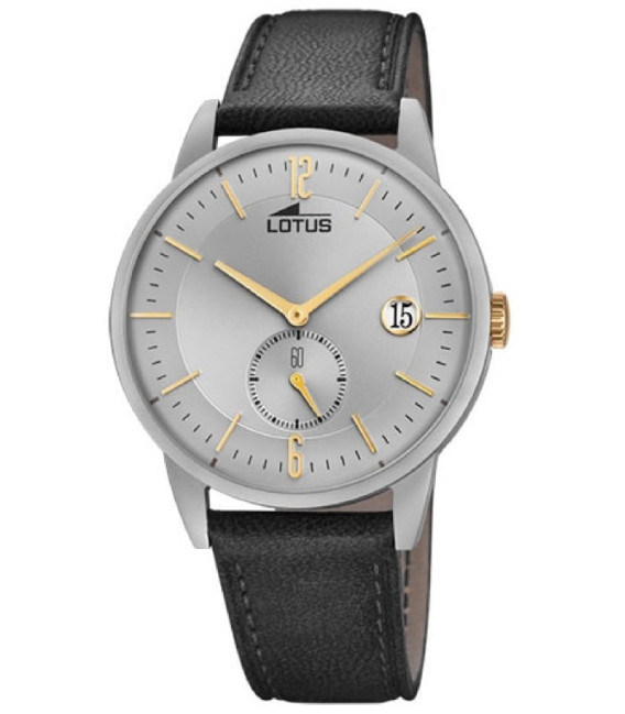 Reloj Hombre Minimalist Gris Correa Piel Negra LOTUS - 18361/1