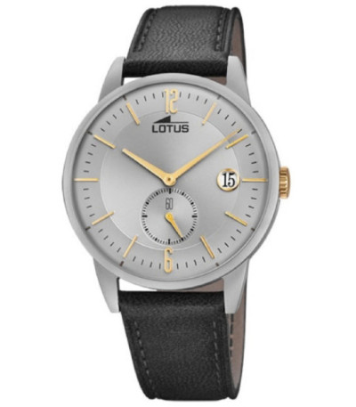 Reloj Hombre Minimalist Gris Correa Piel Negra LOTUS - 18361/1