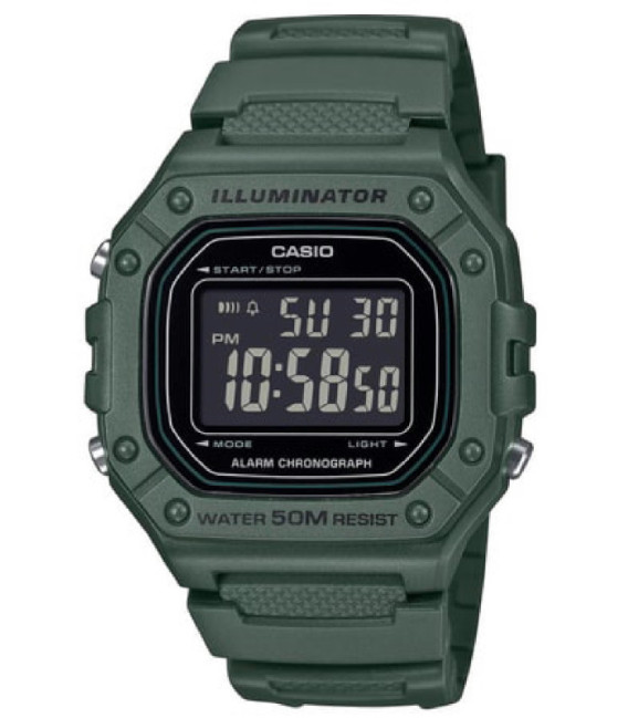 Reloj Digital en negativo color Verde Caza CASIO Collection - W-218H-3BVEF