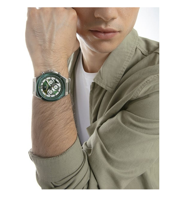 Reloj Hombre Crono Acero Esfera Verde y blanca Mission MARK MADDOX - HM1021-65