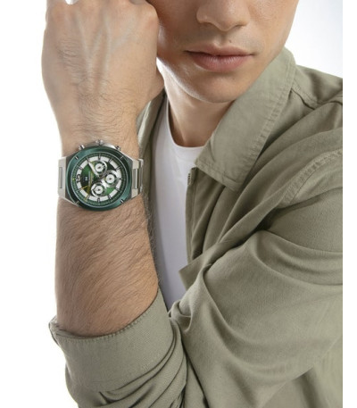 Reloj Hombre Crono Acero Esfera Verde y blanca Mission MARK MADDOX - HM1021-65