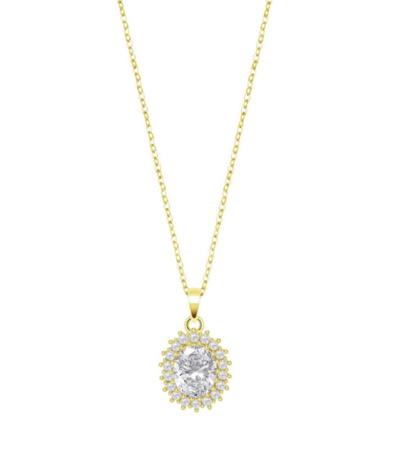Collar Plata Chapada Colgante Piedra Oval Blanca LOTUS SILVER - LP3459-1/7