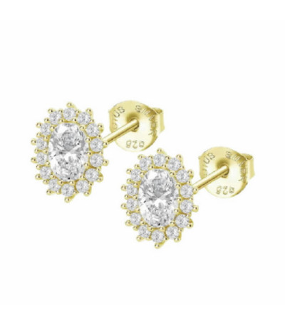 Pendientes Plata 925 Chapada Circonita Oval Blanca LOTUS SILVER - LP3459-4/7
