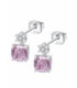 Pendientes con Flor de Circonitas Blancas y Circonita Cojín Rosa LOTUS SILVER - LP3903-4/1