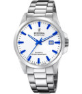 Reloj Hombre Acero Esfera Blanca indices Azules FESTINA SWISS MADE - F20024/5
