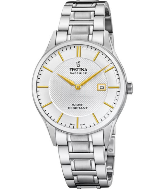 Reloj Hombre Acero Esfera Plateada FESTINA SWISS MADE - F20067/2