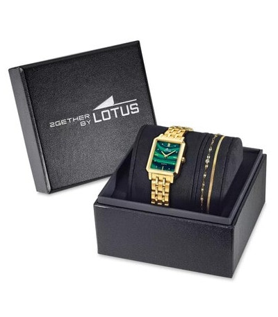Reloj Mujer Dorado Rectangular Esfera Verde 2GETHER by LOTUS - 19009/3