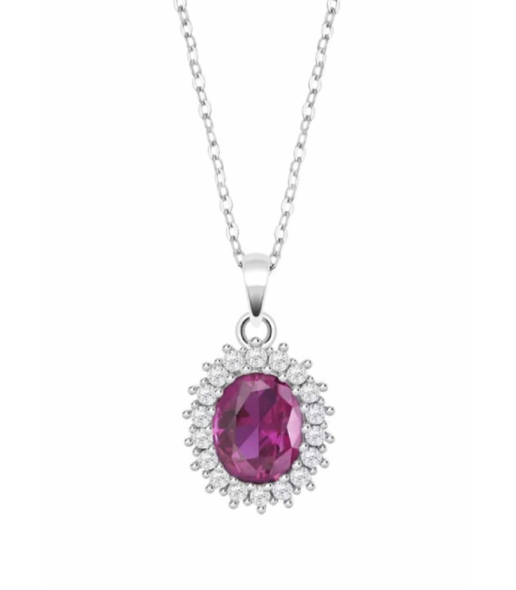 Collar Plata Colgante Piedra Oval Rojo LOTUS SILVER - LP3459-1/4