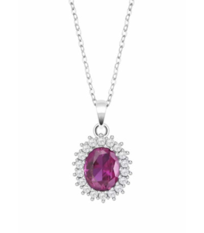 Collar Plata Colgante Piedra Oval Rojo LOTUS SILVER - LP3459-1/4