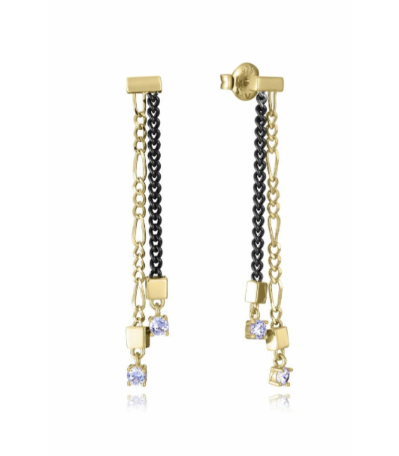 Pendientes Largos Plata Bicolor Dorado Gris con Circonitas VICEROY JEWELS - 13249E100-35