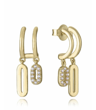 Pendientes Plata Dorada Medio Aro Colgantes Ovales VICEROY JEWELS - 2350E100-30