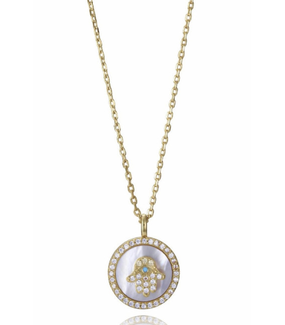 Collar Plata Dorado Redondo Nacar Mano de Fátima Circonitas VICEROY JEWELS - 2363C100-90