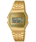 Reloj Unisex Retro Vintage Dorado Ribete Verde Brillo CASIO - A158WEGV-9AEF