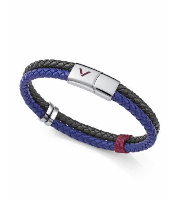 Pulsera Hombre Piel Negra y Azul de Acero VICEROY FASHION - 75426P01013