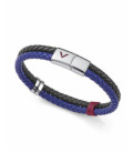 Pulsera Hombre Piel Negra y Azul de Acero VICEROY FASHION - 75426P01013