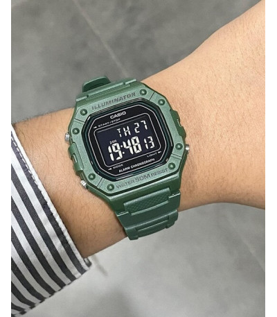 Reloj Digital en negativo color Verde Caza CASIO Collection - W-218H-3BVEF