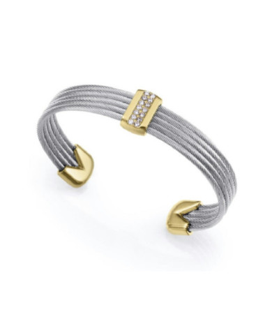 Pulsera Mujer Abierta Cables Acero Centro Dorado VICEROY FASHION - 15193P01000