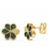 Pendientes Flor 6 Pétalos Malaquita y Circonitas Oro 18k - 22997