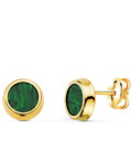 Pendientes Redondos Malaquita Oro 18k - 8567-M