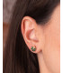 Pendientes Flor 6 Pétalos Malaquita y Circonitas Oro 18k - 22997