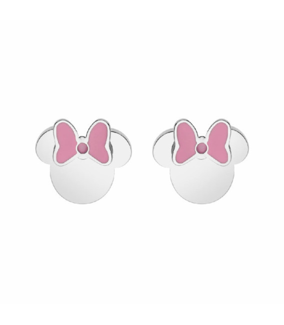 Pendientes Mini Minnie Mouse Lazo Rosa Acero DISNEY - ST0041P