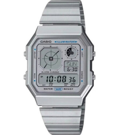 Reloj Unisex Digital Vintage Edge LC Plateado Cuadrado CASIO - A130WE-7AEF