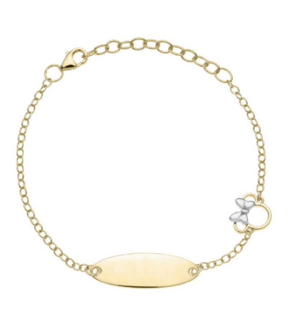 Pulsera Infantil Minnie Mouse Plata de Ley Chapada Oro Placa DISNEY - AG0125B