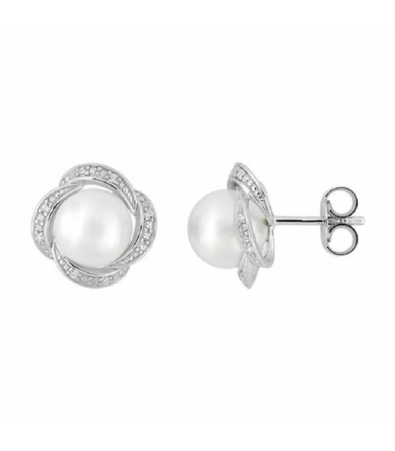 Pendientes Plata Rodiada con Perla Artificial - 335124.1