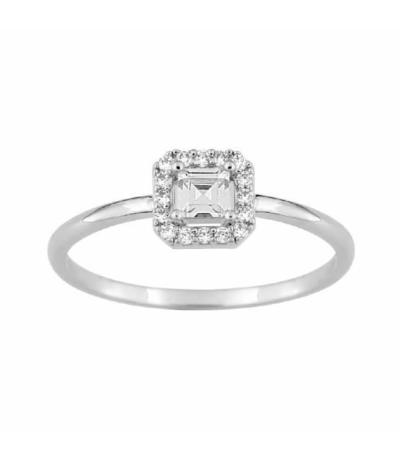 Anillo Plata Rodiado Centro Cuadrado - 337187.1-55