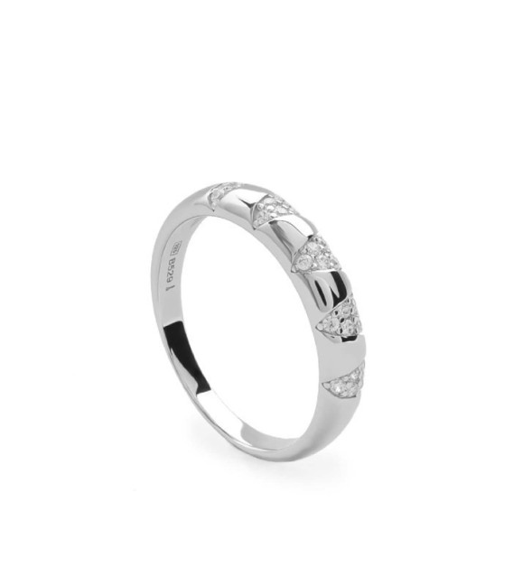 Anillo de Plata Diseño Triangular con Circonitas - 19861-R