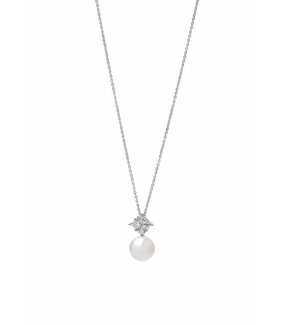 Collar Perla Estilo Tu y Yo con Circonitas - 19895-PE