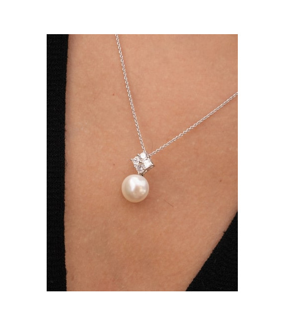 Collar Perla Estilo Tu y Yo con Circonitas - 19895-PE