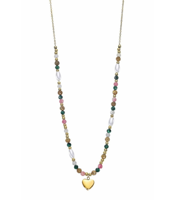 Collar Acero Chapado Corazón Perlas y Multicolor LOTUS STYLE - LS2553-1/2