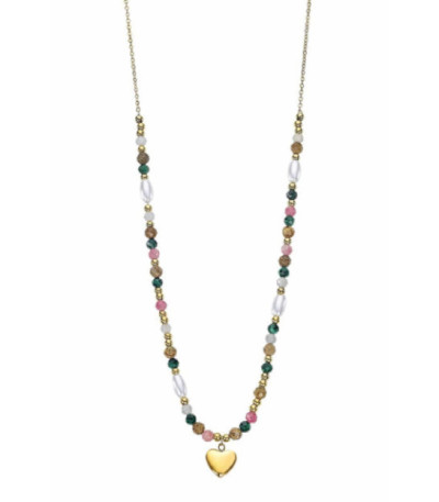 Collar Acero Chapado Corazón Perlas y Multicolor LOTUS STYLE - LS2553-1/2