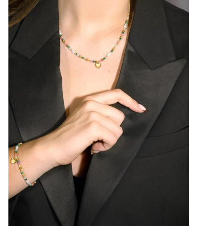 Collar Acero Chapado Corazón Perlas y Multicolor LOTUS STYLE - LS2553-1/2