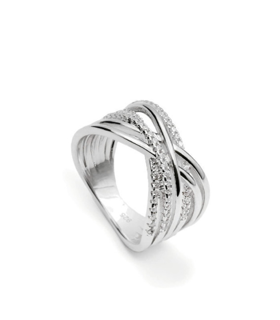 Anillo Circonitas Diseño Múltiples Carriles LINEARGENT - 19946-R