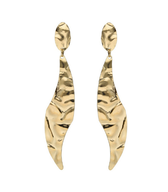 Pendientes largos textura hoja Alpina en Plata - A5459-DT